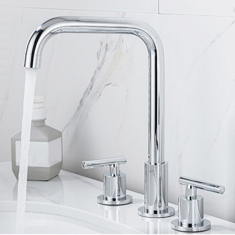 Modern 2-Handle Bathroom Sink Faucet 3 Hole Widespread Bathroom Faucet Clearhalo 'Bathroom Remodel & Bathroom Fixtures' 'Bathroom Sink Faucets' 'Bathroom Sinks & Faucet Components' 'bathroom_sink_faucets' 'Home Improvement' 'home_improvement' 'home_improvement_bathroom_sink_faucets' 1200x1200_69d6e213-2223-4da1-985b-38f28ae21aa1