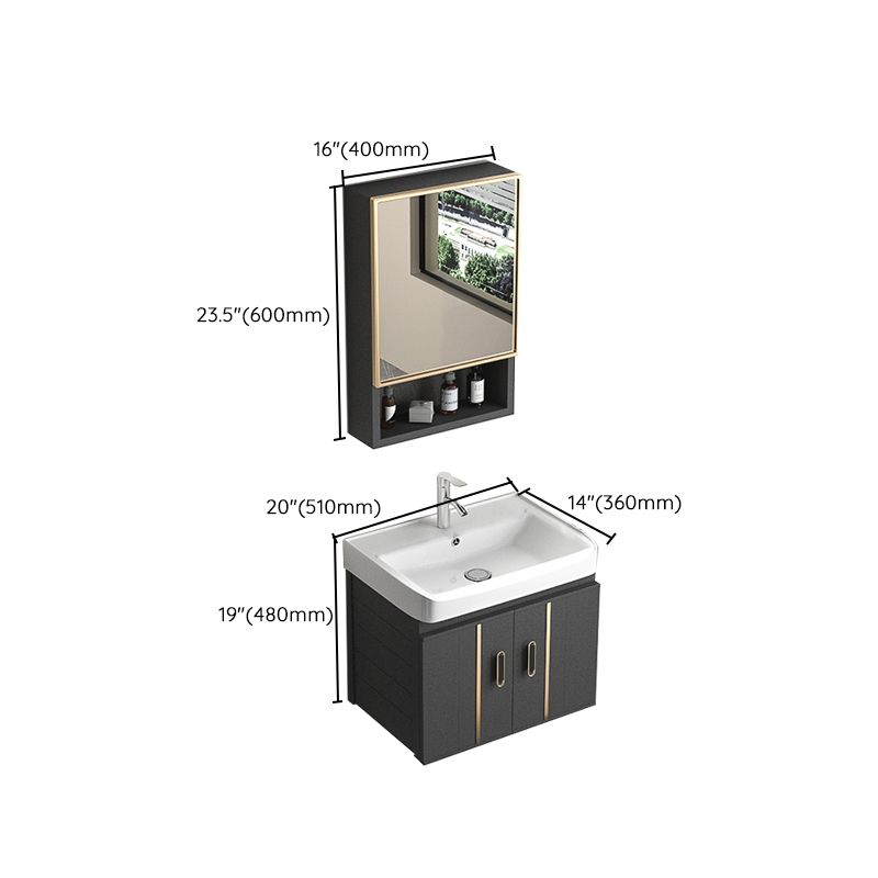 Wall Mount Bathroom Vanity Gray Glam Metal Frame Rectangular Vanity Set Clearhalo 'Bathroom Remodel & Bathroom Fixtures' 'Bathroom Vanities' 'bathroom_vanities' 'Home Improvement' 'home_improvement' 'home_improvement_bathroom_vanities' 1200x1200_69deb3ae-86bf-4649-90e2-4a8c83f26704