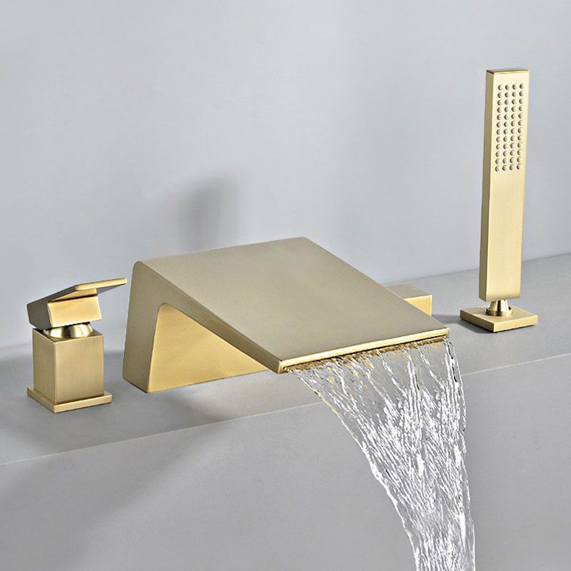 Modern Tub Spout Trim Copper Deck-Mount with Hand Shower and Handles Roman Tub Faucet Clearhalo 'Bathroom Remodel & Bathroom Fixtures' 'Bathtub Faucets' 'bathtub_faucets' 'Home Improvement' 'home_improvement' 'home_improvement_bathtub_faucets' 1200x1200_69eeac28-dfca-4116-9d0a-1d44318f8d02