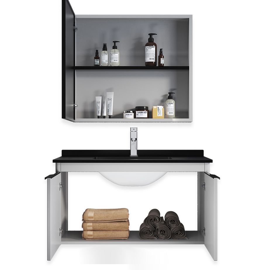 Single Sink Modern Bathroom Vanity Gray Metal Frame Rectangular Vanity Set Clearhalo 'Bathroom Remodel & Bathroom Fixtures' 'Bathroom Vanities' 'bathroom_vanities' 'Home Improvement' 'home_improvement' 'home_improvement_bathroom_vanities' 1200x1200_6a5530fc-11ef-4378-9037-4623828b436b