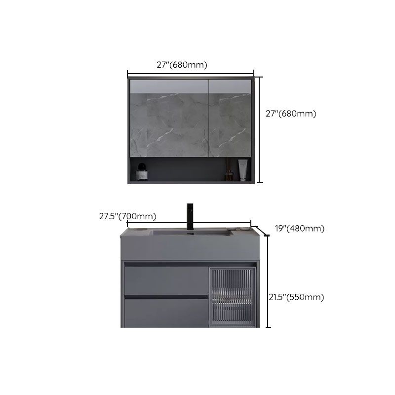 Grey Wall Mounted Standard Modern Single-Sink Open Console with Sink Set Clearhalo 'Bathroom Remodel & Bathroom Fixtures' 'Bathroom Vanities' 'bathroom_vanities' 'Home Improvement' 'home_improvement' 'home_improvement_bathroom_vanities' 1200x1200_6a5e547f-ba6e-4507-8bf8-05c8e6d7f8b5