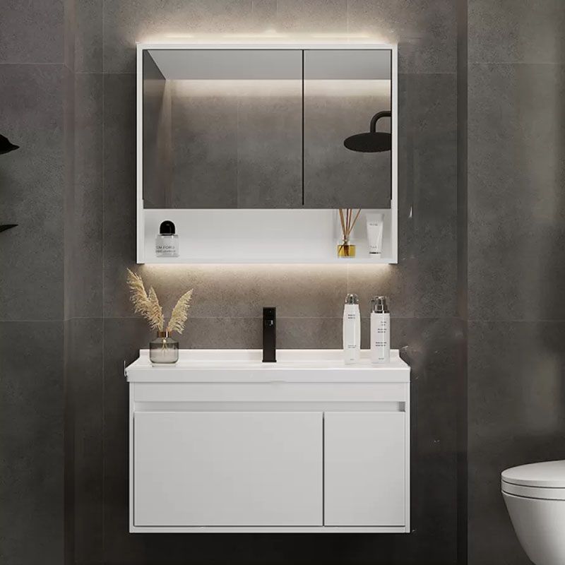 White Modern Wall Mounted Standard Open Console with Sink Set Clearhalo 'Bathroom Remodel & Bathroom Fixtures' 'Bathroom Vanities' 'bathroom_vanities' 'Home Improvement' 'home_improvement' 'home_improvement_bathroom_vanities' 1200x1200_6a62d9d4-8534-45f8-8df4-63e55eda06c0
