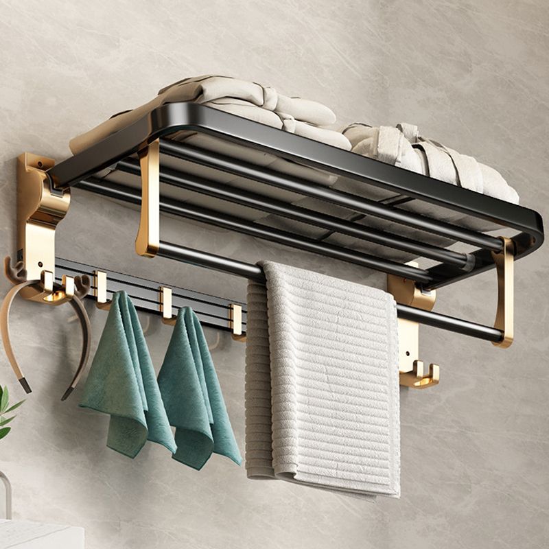 Modernism Bathroom Accessories Hardware Set Black & Golden Bath Shelf/Towel Bar Clearhalo 'Bathroom Hardware Sets' 'Bathroom Hardware' 'Bathroom Remodel & Bathroom Fixtures' 'bathroom_hardware_sets' 'Home Improvement' 'home_improvement' 'home_improvement_bathroom_hardware_sets' 1200x1200_6a6df441-f535-42ef-852c-b6a1c86783a1