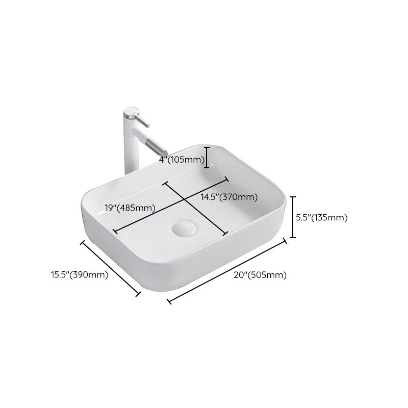 Modern Wash Stand Porcelain Rectangular with Drain Assembly and Pop-Up Drain Vessel Sink Clearhalo 'Bathroom Remodel & Bathroom Fixtures' 'Bathroom Sinks & Faucet Components' 'Bathroom Sinks' 'bathroom_sink' 'Home Improvement' 'home_improvement' 'home_improvement_bathroom_sink' 1200x1200_6a77217e-9066-4f49-8d95-0e934d1838c2