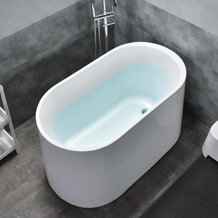 Freestanding White Bathtub Oval Modern Back to Wall Bath With Faucet Clearhalo 'Bathroom Remodel & Bathroom Fixtures' 'Bathtubs' 'Home Improvement' 'home_improvement' 'home_improvement_bathtubs' 'Showers & Bathtubs' 1200x1200_6aa35c2d-0058-4e8a-b930-a54241da9634