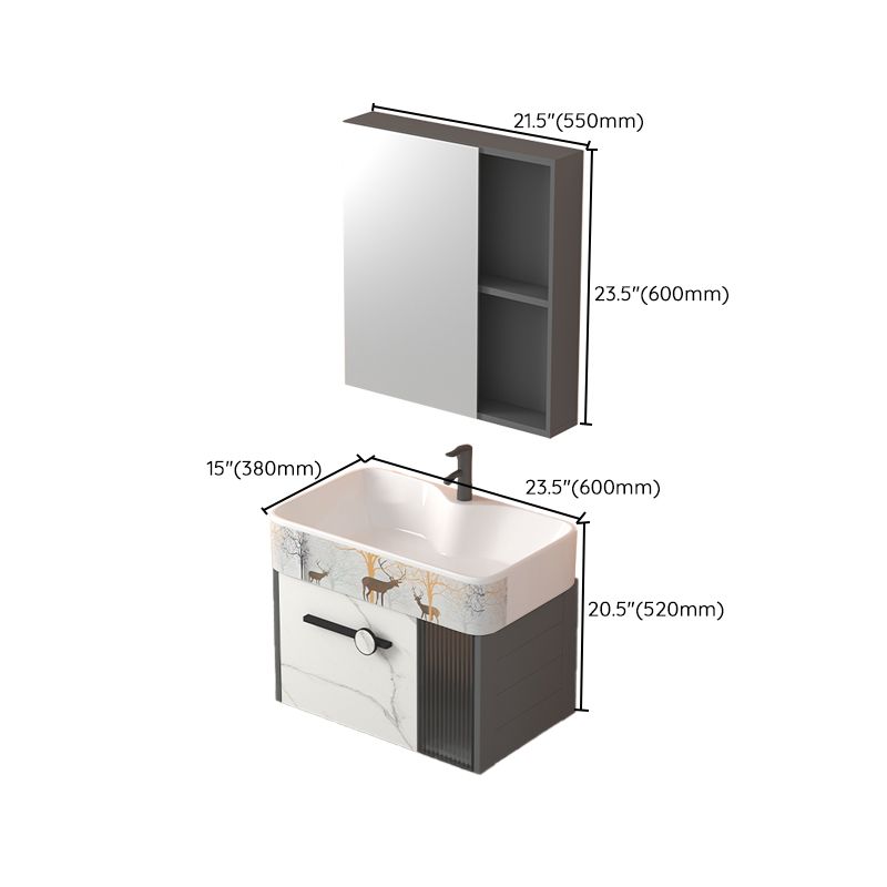 Modern Wall Mount Sink Vanity Gray Metal Base Single-Sink Rectangular Vanity Set Clearhalo 'Bathroom Remodel & Bathroom Fixtures' 'Bathroom Vanities' 'bathroom_vanities' 'Home Improvement' 'home_improvement' 'home_improvement_bathroom_vanities' 1200x1200_6aaadbcb-e4bb-4482-b280-895fdb11c809