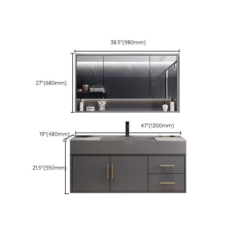 Grey Wall Mounted Standard Wood Modern Bathroom Sink Vanity Clearhalo 'Bathroom Remodel & Bathroom Fixtures' 'Bathroom Vanities' 'bathroom_vanities' 'Home Improvement' 'home_improvement' 'home_improvement_bathroom_vanities' 1200x1200_6b0df78f-5fc8-44a2-b800-cb9d6de3639d