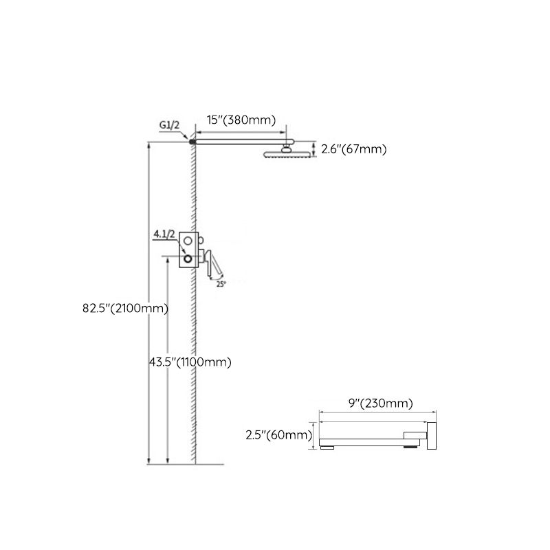 Grey Shower System Lever Handle Temperature Control Square Ceiling Mount Shower Set Clearhalo 'Bathroom Remodel & Bathroom Fixtures' 'Home Improvement' 'home_improvement' 'home_improvement_shower_faucets' 'Shower Faucets & Systems' 'shower_faucets' 'Showers & Bathtubs Plumbing' 'Showers & Bathtubs' 1200x1200_6b13e5b9-6920-43a1-8be3-619daa37e843