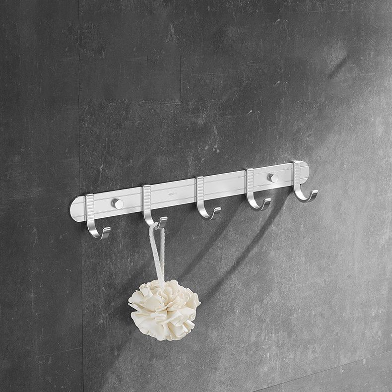 6-Piece Bathroom Hardware Set in Silver with Bath Shelf/Robe Hooks/Towel Bar Clearhalo 'Bathroom Hardware Sets' 'Bathroom Hardware' 'Bathroom Remodel & Bathroom Fixtures' 'bathroom_hardware_sets' 'Home Improvement' 'home_improvement' 'home_improvement_bathroom_hardware_sets' 1200x1200_6b17ac55-d913-4d77-b85a-28e36e0fdbc0