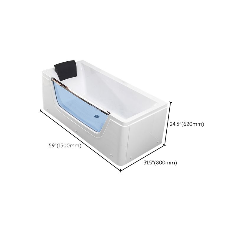 Modern Rectangle Acrylic Bathtub Back to Wall with Massage Device and Drain Bath Tub Clearhalo 'Bathroom Remodel & Bathroom Fixtures' 'Bathtubs' 'Home Improvement' 'home_improvement' 'home_improvement_bathtubs' 'Showers & Bathtubs' 1200x1200_6b2022da-13cb-470a-a4bc-efd0dcca02d3