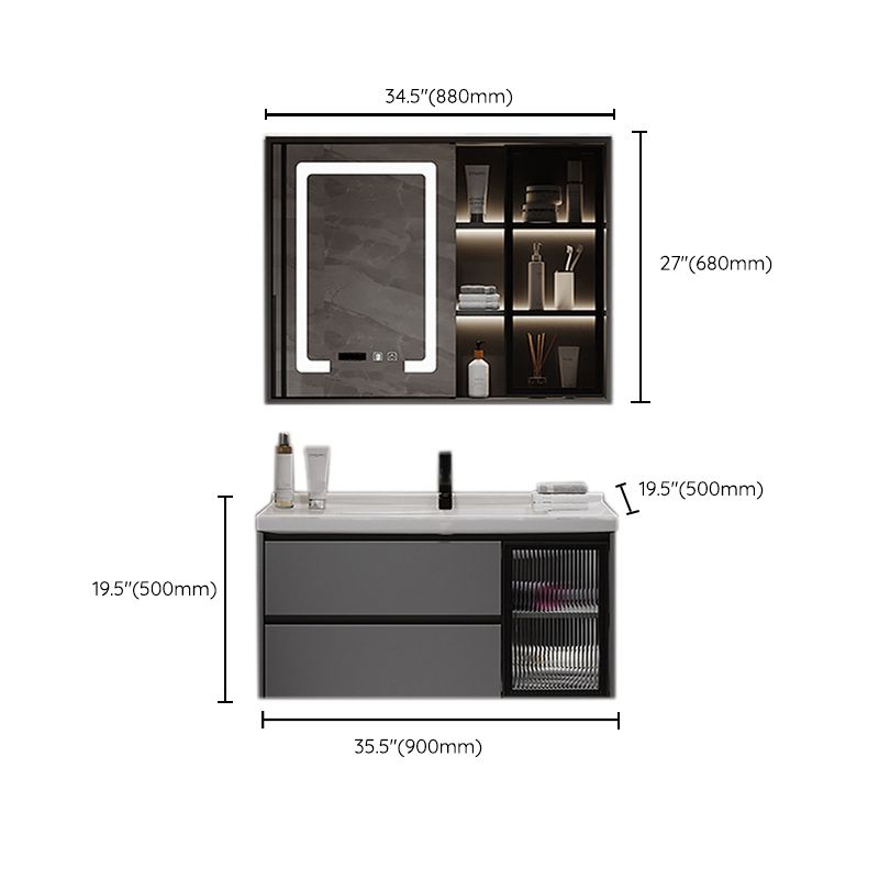 Contemporary Sink Vanity Bathroom Vanity Cabinet with Mirror Cabinet Clearhalo 'Bathroom Remodel & Bathroom Fixtures' 'Bathroom Vanities' 'bathroom_vanities' 'Home Improvement' 'home_improvement' 'home_improvement_bathroom_vanities' 1200x1200_6b33ca00-9ee6-4af5-9fad-df8f038d33b7