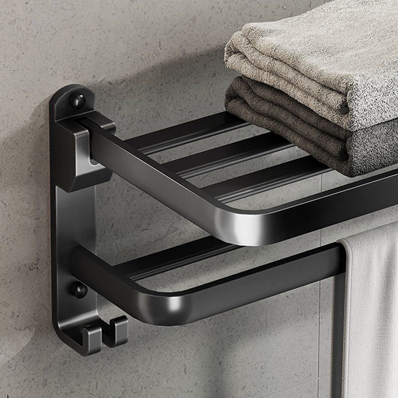 Contemporary Black Finish Bathroom Accessory Set with Bath Shelf/Towel Bar Clearhalo 'Bathroom Hardware Sets' 'Bathroom Hardware' 'Bathroom Remodel & Bathroom Fixtures' 'bathroom_hardware_sets' 'Home Improvement' 'home_improvement' 'home_improvement_bathroom_hardware_sets' 1200x1200_6b348a56-236e-4c8d-8aed-1b2300864113