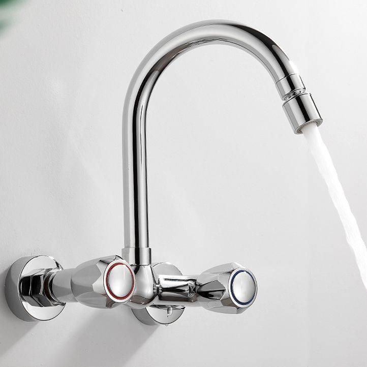 Contemporary Wall Mounted Pot Filler Faucet High Arch Swivel Spout 2 Hole Kitchen Faucet Clearhalo 'Home Improvement' 'home_improvement' 'home_improvement_kitchen_faucets' 'Kitchen Faucets' 'Kitchen Remodel & Kitchen Fixtures' 'Kitchen Sinks & Faucet Components' 'kitchen_faucets' 1200x1200_6b73bc64-81a6-4a88-80fc-4e207b59ac79