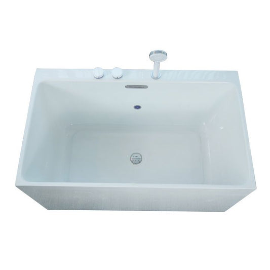 Acrylic Rectangular Back to Wall Bath Tub Freestanding Bathtub with Center Drain Clearhalo 'Bathroom Remodel & Bathroom Fixtures' 'Bathtubs' 'Home Improvement' 'home_improvement' 'home_improvement_bathtubs' 'Showers & Bathtubs' 1200x1200_6b97ced0-fea8-4b33-9e3b-ba83184e2766