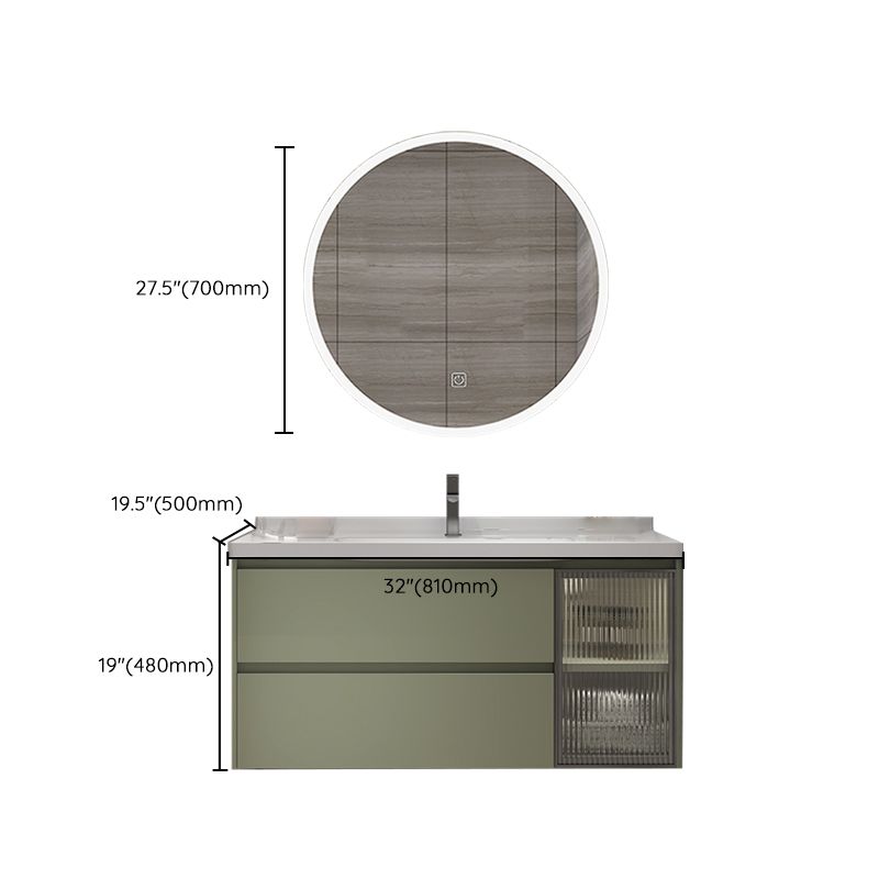 Waterproof Vanity Green Wood Frame Single Sink Drawers Mirror Wall-Mounted Vanity Clearhalo 'Bathroom Remodel & Bathroom Fixtures' 'Bathroom Vanities' 'bathroom_vanities' 'Home Improvement' 'home_improvement' 'home_improvement_bathroom_vanities' 1200x1200_6bba5061-561e-4ef2-869d-29716ffb2a99