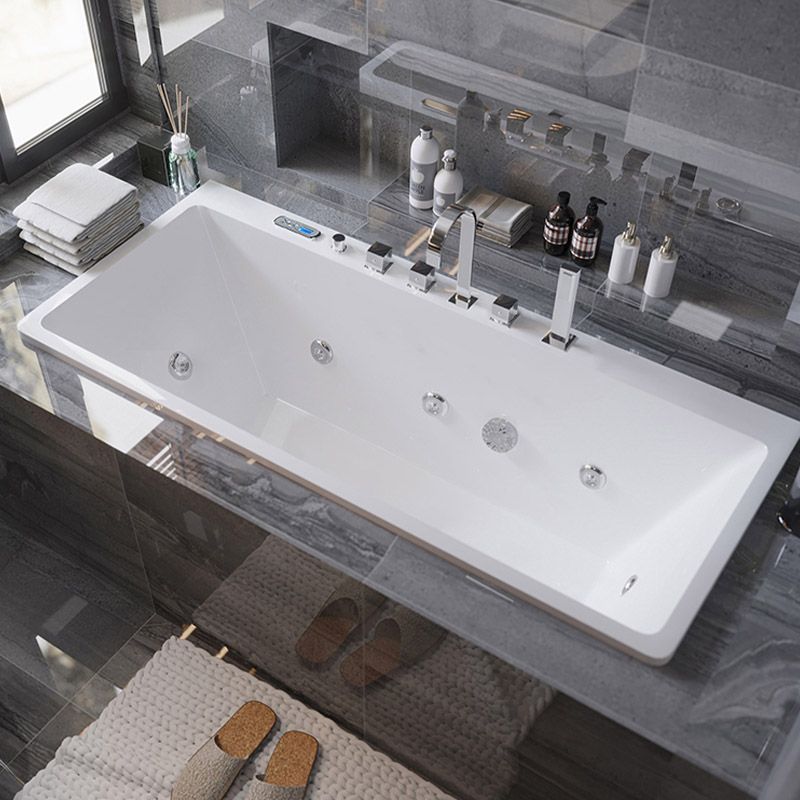 Modern White Acrylic Embedded Bathtub with Drain Bath Tub and Massage Device Clearhalo 'Bathroom Remodel & Bathroom Fixtures' 'Bathtubs' 'Home Improvement' 'home_improvement' 'home_improvement_bathtubs' 'Showers & Bathtubs' 1200x1200_6bbd3b63-045c-4973-8df4-92098c25462a