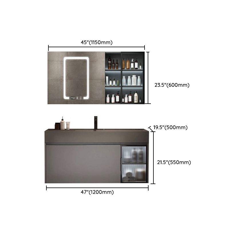 Modern Bathroom Vanity Cabinet Wall-Mounted One Drawer and Shelving Clearhalo 'Bathroom Remodel & Bathroom Fixtures' 'Bathroom Vanities' 'bathroom_vanities' 'Home Improvement' 'home_improvement' 'home_improvement_bathroom_vanities' 1200x1200_6bdfed9d-3848-48f0-a6ed-21a3470a1bd3