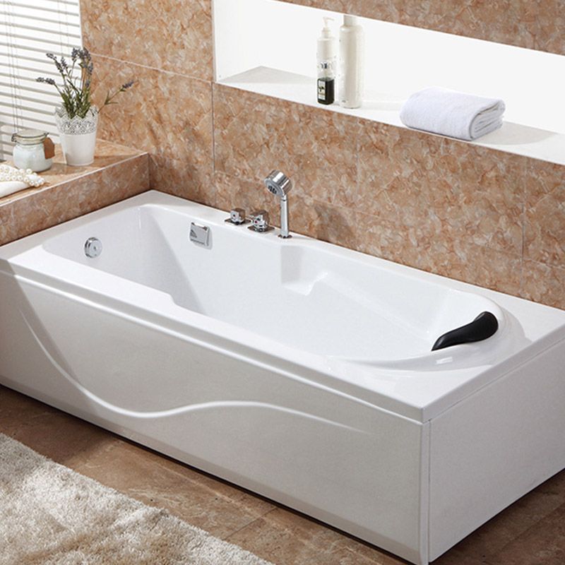 Modern White Acrylic Bathtub Rectangle Freestand Soaking Bathtub with Drain Bath Tub Clearhalo 'Bathroom Remodel & Bathroom Fixtures' 'Bathtubs' 'Home Improvement' 'home_improvement' 'home_improvement_bathtubs' 'Showers & Bathtubs' 1200x1200_6bfbb6be-9b60-4837-8775-ec2efdd467e4