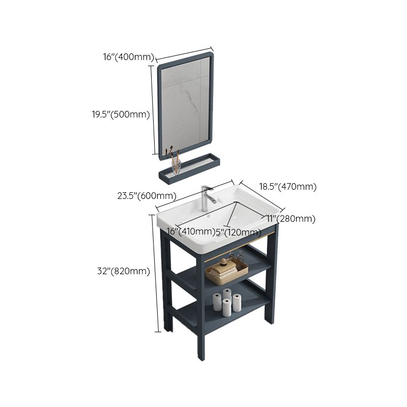 Metal Frame Vanity Shelving Included Single Sink Freestanding Bathroom Vanity Clearhalo 'Bathroom Remodel & Bathroom Fixtures' 'Bathroom Vanities' 'bathroom_vanities' 'Home Improvement' 'home_improvement' 'home_improvement_bathroom_vanities' 1200x1200_6c2c0c65-7272-46a3-9729-22ef01bbe2e4