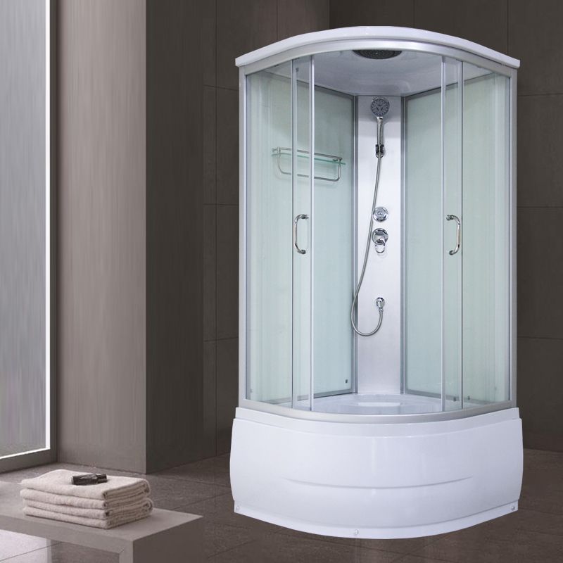 Corner Round Tub & Shower Kit Double Sliding Semi-Frameless Tub & Shower Kit Clearhalo 'Bathroom Remodel & Bathroom Fixtures' 'Home Improvement' 'home_improvement' 'home_improvement_shower_stalls_enclosures' 'Shower Stalls & Enclosures' 'shower_stalls_enclosures' 'Showers & Bathtubs' 1200x1200_6c30f7f5-592a-4dde-a568-13fc1eb1e309