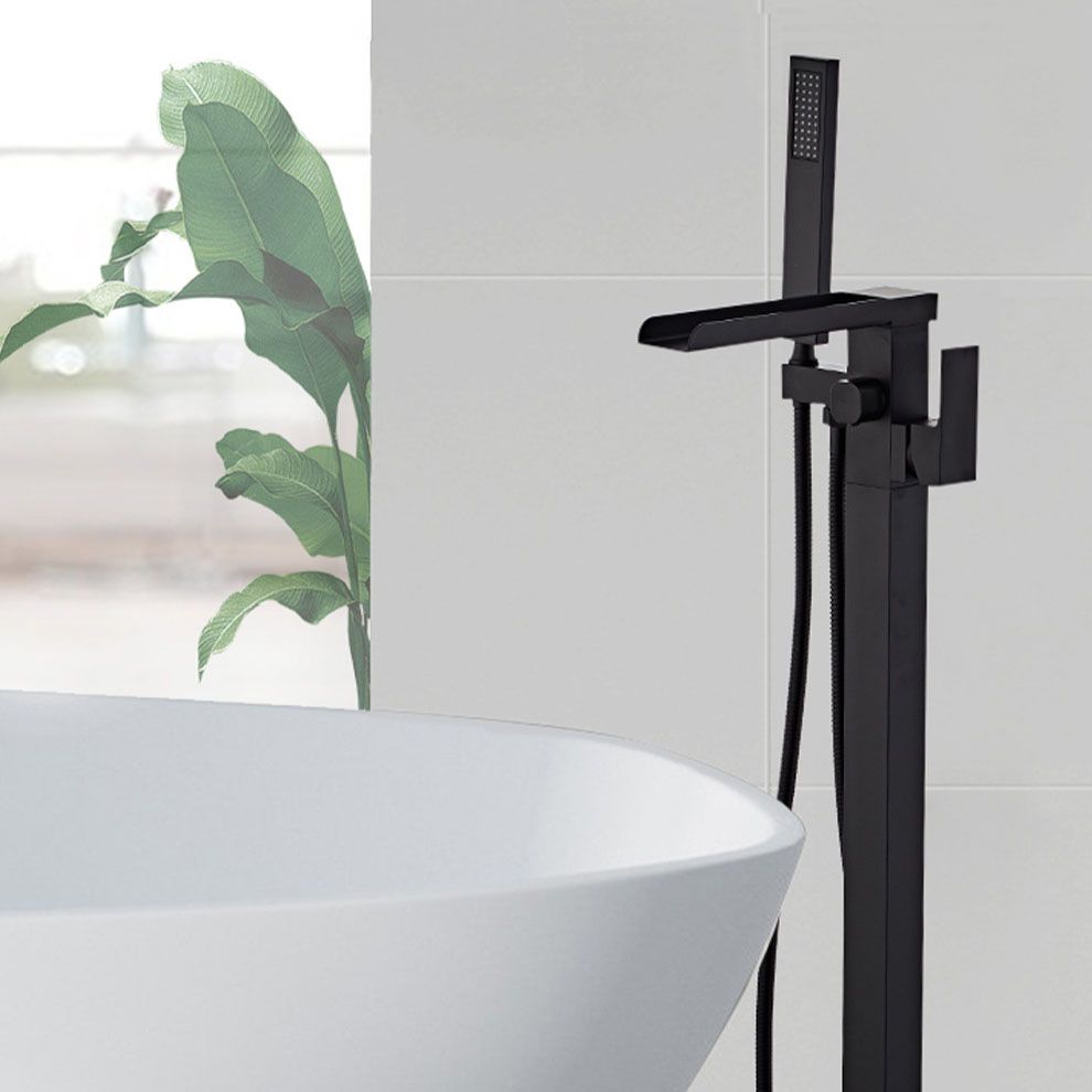 Floor Mounted Waterfall Freestanding Tub Filler Single Handle Freestanding Tub Filler Trim Clearhalo 'Bathroom Remodel & Bathroom Fixtures' 'Bathtub Faucets' 'bathtub_faucets' 'Home Improvement' 'home_improvement' 'home_improvement_bathtub_faucets' 1200x1200_6c45fcf7-082f-4864-b1b3-6da5215cdcb7