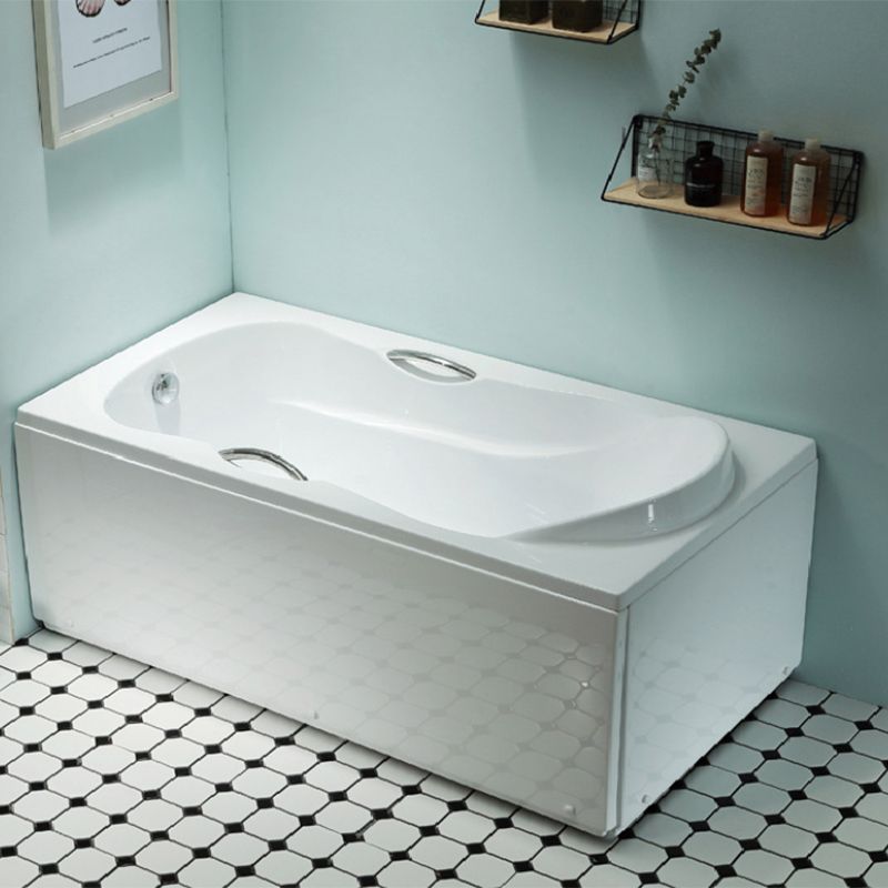 Freestanding Acrylic Bathtub Soaking White Square Modern Back to Wall Bathtub Clearhalo 'Bathroom Remodel & Bathroom Fixtures' 'Bathtubs' 'Home Improvement' 'home_improvement' 'home_improvement_bathtubs' 'Showers & Bathtubs' 1200x1200_6c4b33d6-d739-4292-9709-92532f38318e