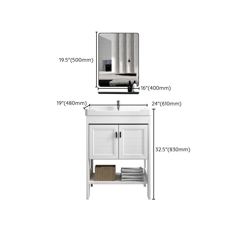 Freestanding Vanity Mirror 2 Doors Single Sink White Rectangular Shelving Included Vanity Clearhalo 'Bathroom Remodel & Bathroom Fixtures' 'Bathroom Vanities' 'bathroom_vanities' 'Home Improvement' 'home_improvement' 'home_improvement_bathroom_vanities' 1200x1200_6c5d87dc-f767-424f-afd9-7ce61b906966