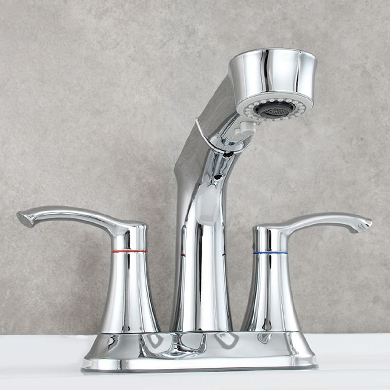 Square 2-Handle Bathroom Faucet 3 Hole Centerset Lavatory Faucet with Swivel Clearhalo 'Bathroom Remodel & Bathroom Fixtures' 'Bathroom Sink Faucets' 'Bathroom Sinks & Faucet Components' 'bathroom_sink_faucets' 'Home Improvement' 'home_improvement' 'home_improvement_bathroom_sink_faucets' 1200x1200_6c69eae6-463d-4c30-8496-818455362c1f