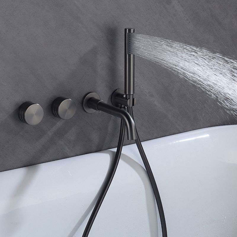 Wall Mounted Metal Tub Filler Low Arc Rotatable Tub Faucet Trim Clearhalo 'Bathroom Remodel & Bathroom Fixtures' 'Bathtub Faucets' 'bathtub_faucets' 'Home Improvement' 'home_improvement' 'home_improvement_bathtub_faucets' 1200x1200_6c7a9713-e0d4-48a4-8102-137c42c644d5