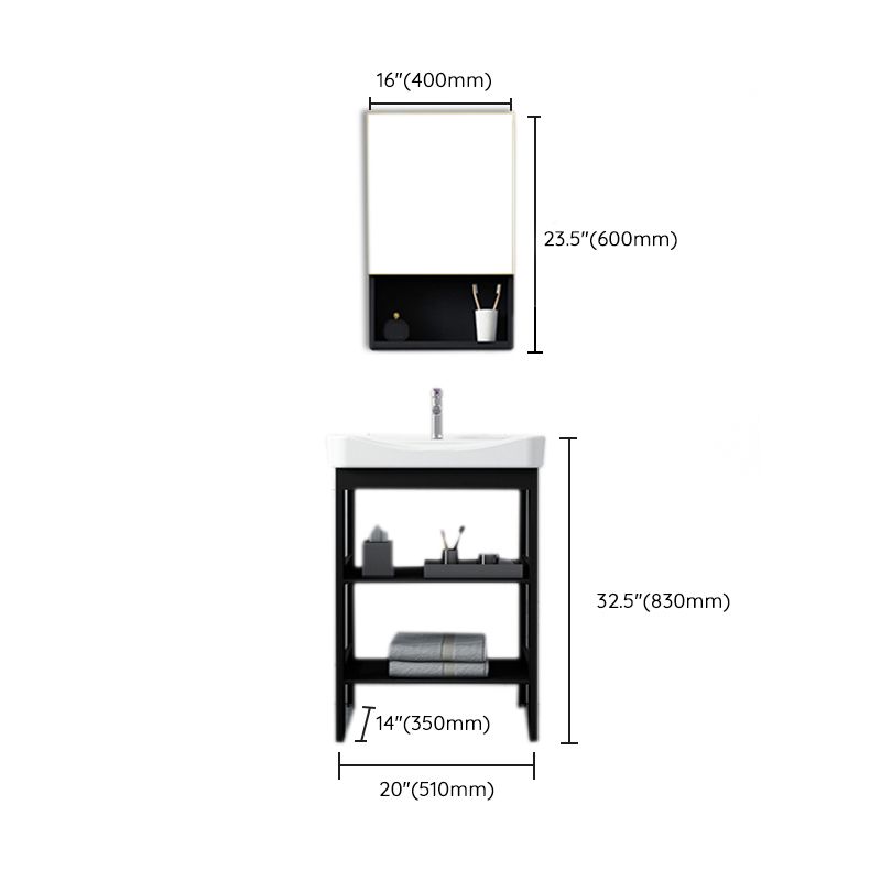 Shelving Included Bath Vanity Set Mirror Freestanding Vanity Set with Single Sink Clearhalo 'Bathroom Remodel & Bathroom Fixtures' 'Bathroom Vanities' 'bathroom_vanities' 'Home Improvement' 'home_improvement' 'home_improvement_bathroom_vanities' 1200x1200_6c83f619-4e01-42c5-95f1-c429eed15ab0