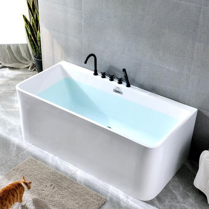 Back to Wall Bathtub Rectangular Antique Finish Soaking Bath Clearhalo 'Bathroom Remodel & Bathroom Fixtures' 'Bathtubs' 'Home Improvement' 'home_improvement' 'home_improvement_bathtubs' 'Showers & Bathtubs' 1200x1200_6c953e8b-6160-4f2b-ab76-fa8ba1e8b03a