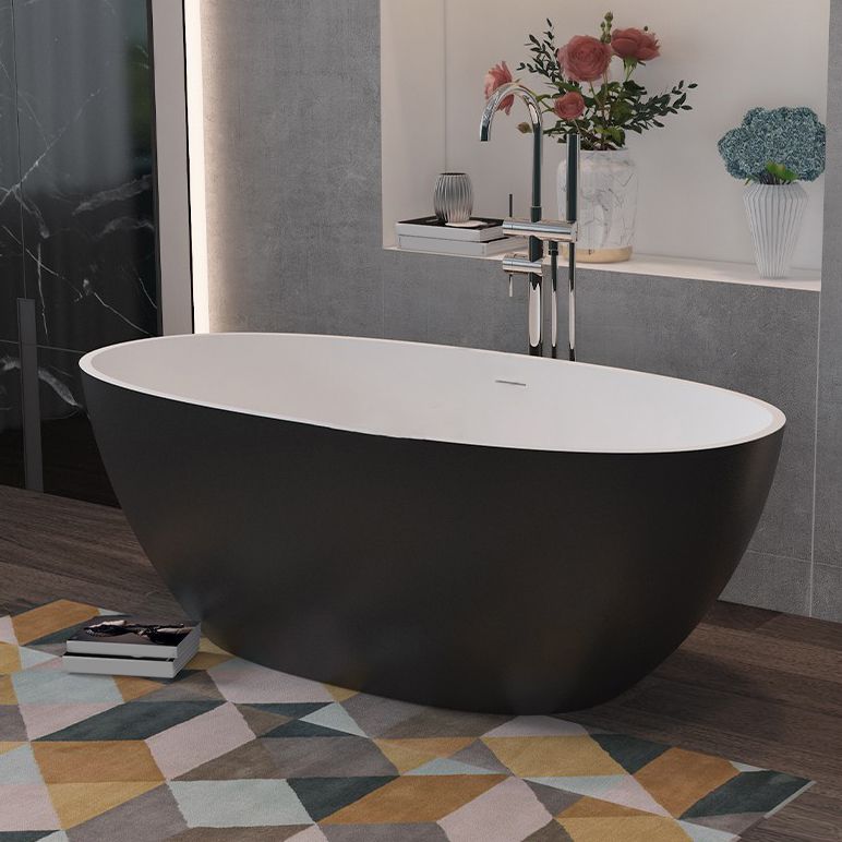 Stone Soaking Bath Antique Finish Oval Back to Wall Bath Tub Clearhalo 'Bathroom Remodel & Bathroom Fixtures' 'Bathtubs' 'Home Improvement' 'home_improvement' 'home_improvement_bathtubs' 'Showers & Bathtubs' 1200x1200_6cfe6583-e521-4767-8f2d-f6010d1ff122