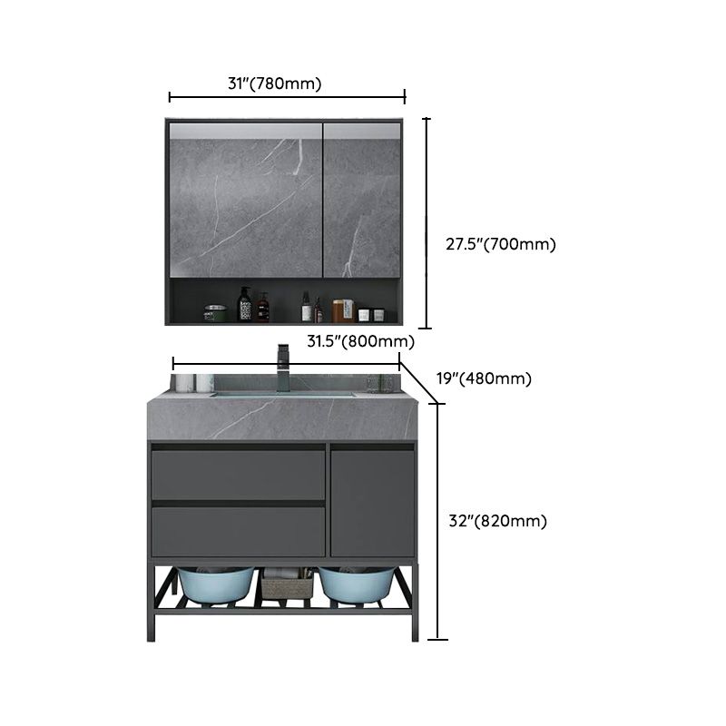 Modern Bathroom Vanity Set Granite Top Standalone Cabinet or Shelving Included Clearhalo 'Bathroom Remodel & Bathroom Fixtures' 'Bathroom Vanities' 'bathroom_vanities' 'Home Improvement' 'home_improvement' 'home_improvement_bathroom_vanities' 1200x1200_6cffa6ab-917c-4a8a-b6dc-6b2166fdf97f