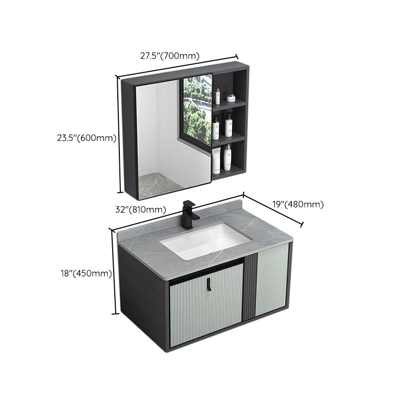 Wall Mount Metal Modern Bathroom Sink Vanity with Sink Faucet Clearhalo 'Bathroom Remodel & Bathroom Fixtures' 'Bathroom Vanities' 'bathroom_vanities' 'Home Improvement' 'home_improvement' 'home_improvement_bathroom_vanities' 1200x1200_6d115063-a6b3-492a-9eb3-13e403f60e81