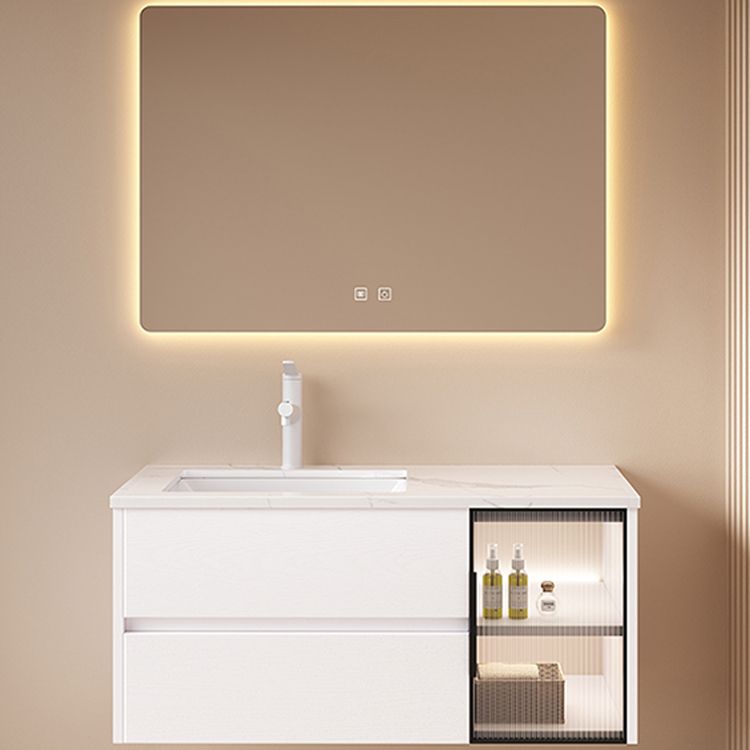 Wall Mounted Bath Vanity Mirror Single Sink Rectangular Bathroom Vanity with 2 Drawers Clearhalo 'Bathroom Remodel & Bathroom Fixtures' 'Bathroom Vanities' 'bathroom_vanities' 'Home Improvement' 'home_improvement' 'home_improvement_bathroom_vanities' 1200x1200_6d16ed74-64c2-411b-88cf-55d461a0cd1d