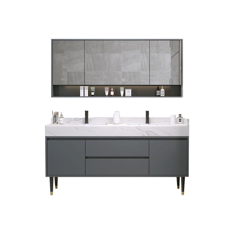 Glam Bathroom Sink Vanity Freestanding Bathroom Vanity with Mirror Clearhalo 'Bathroom Remodel & Bathroom Fixtures' 'Bathroom Vanities' 'bathroom_vanities' 'Home Improvement' 'home_improvement' 'home_improvement_bathroom_vanities' 1200x1200_6d3dd91e-b0a7-4623-9123-84d0fe94f5e6