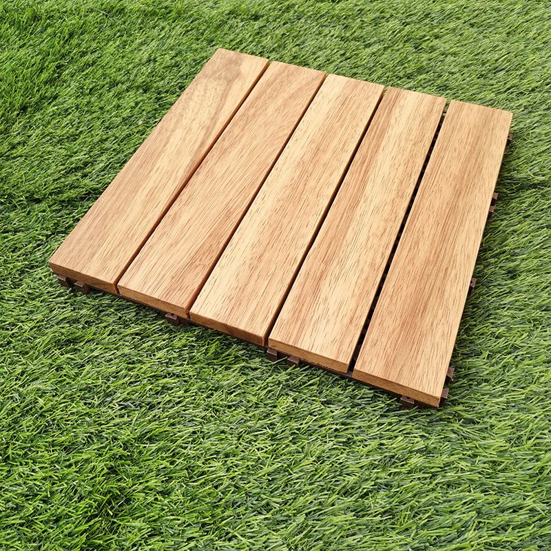 Teak Finish 5-Slat Square Wood Flooring Tile Interlocking Outdoor Flooring Tiles Clearhalo 'Home Improvement' 'home_improvement' 'home_improvement_outdoor_deck_tiles_planks' 'Outdoor Deck Tiles & Planks' 'Outdoor Flooring & Tile' 'Outdoor Remodel' 'outdoor_deck_tiles_planks' 1200x1200_6d52f787-0360-4dd5-9a0b-33634d0cad47