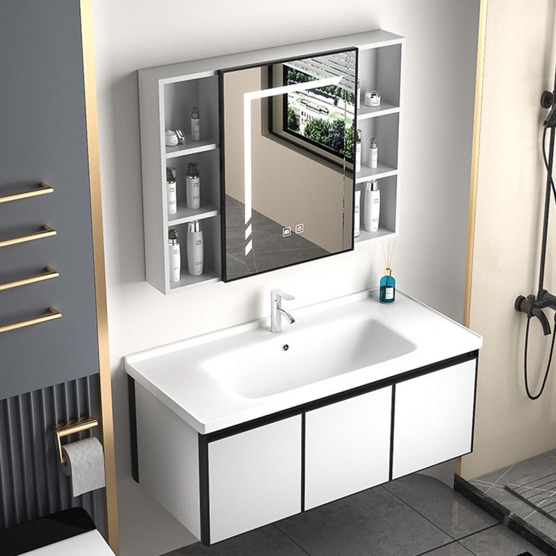 Modern Vanity Set Metal Frame Wall-Mounted with Soft Close Door Clearhalo 'Bathroom Remodel & Bathroom Fixtures' 'Bathroom Vanities' 'bathroom_vanities' 'Home Improvement' 'home_improvement' 'home_improvement_bathroom_vanities' 1200x1200_6d5a3f22-e088-478b-b64b-4acfd3123c4f