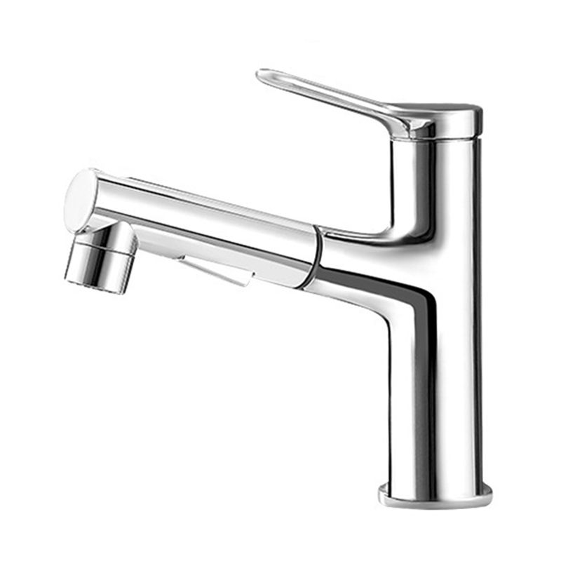 Modern Style Retractable Vessel Faucet Single-handle Low Arc Copper Vessel Faucet Clearhalo 'Bathroom Remodel & Bathroom Fixtures' 'Bathroom Sink Faucets' 'Bathroom Sinks & Faucet Components' 'bathroom_sink_faucets' 'Home Improvement' 'home_improvement' 'home_improvement_bathroom_sink_faucets' 1200x1200_6d8da248-631e-48ef-ab84-67ede38c0cae
