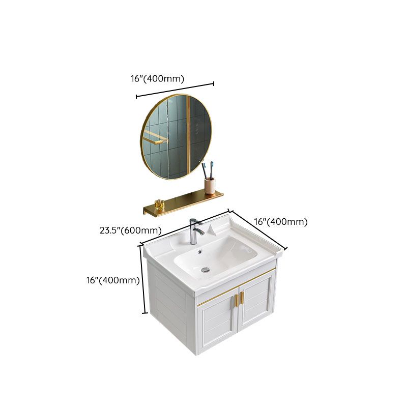 Single White Modern Bath Vanity Metal Base Wall Mount Sink Vanity Clearhalo 'Bathroom Remodel & Bathroom Fixtures' 'Bathroom Vanities' 'bathroom_vanities' 'Home Improvement' 'home_improvement' 'home_improvement_bathroom_vanities' 1200x1200_6d9107d6-2b14-4a3b-b333-3fe826a714ab