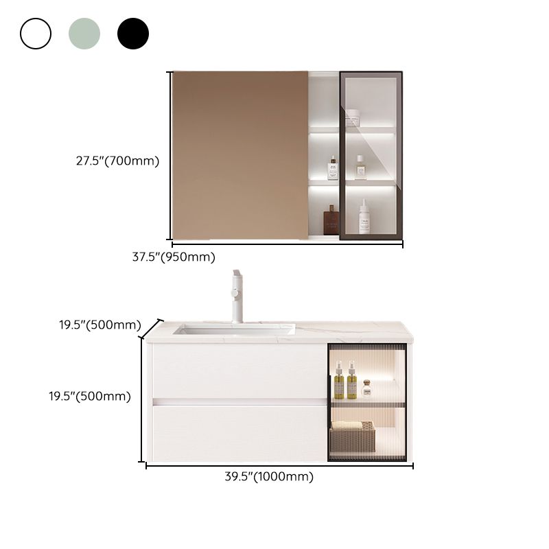 Wall Mounted Bath Vanity Mirror Single Sink Rectangular Bathroom Vanity with 2 Drawers Clearhalo 'Bathroom Remodel & Bathroom Fixtures' 'Bathroom Vanities' 'bathroom_vanities' 'Home Improvement' 'home_improvement' 'home_improvement_bathroom_vanities' 1200x1200_6dbdb16c-1554-4248-b2b0-cc803f8f6bab