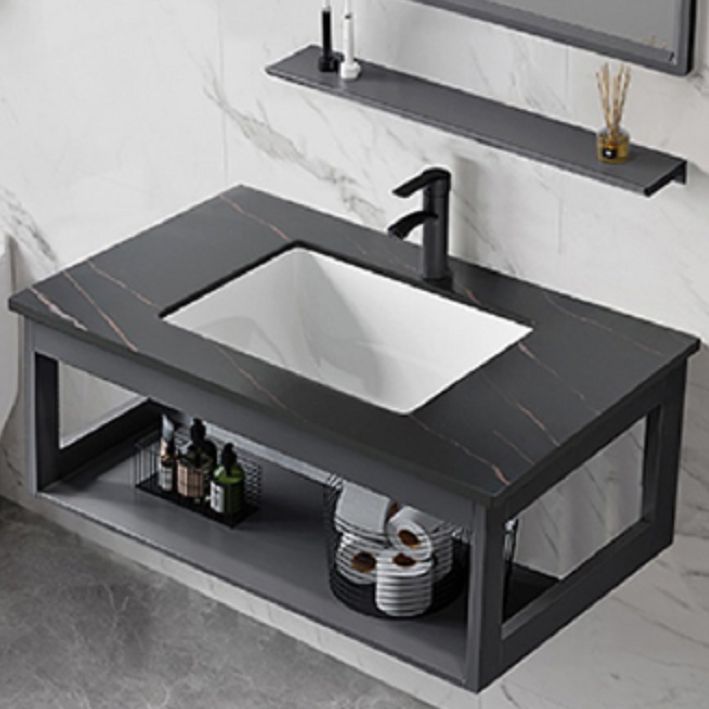 Single Modern Bath Vanity Wall Mount Metal Base Rectangular Bathroom Vanity Clearhalo 'Bathroom Remodel & Bathroom Fixtures' 'Bathroom Vanities' 'bathroom_vanities' 'Home Improvement' 'home_improvement' 'home_improvement_bathroom_vanities' 1200x1200_6dedee64-19ae-4ccf-b69d-b1fe75e988c5