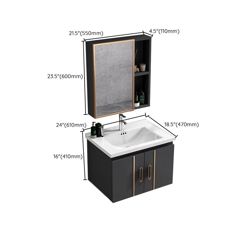 Rectangular Bathroom Vanity Modern Black Metal Frame Single Vanity Set Clearhalo 'Bathroom Remodel & Bathroom Fixtures' 'Bathroom Vanities' 'bathroom_vanities' 'Home Improvement' 'home_improvement' 'home_improvement_bathroom_vanities' 1200x1200_6dfe63b7-6ae3-4e34-b470-904b4d01492a