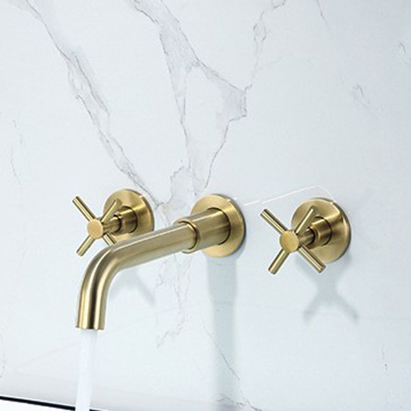Glam Style Faucet 3 Holes Wall Mounted Bathroom Faucets with 2 Cross Handles Clearhalo 'Bathroom Remodel & Bathroom Fixtures' 'Bathroom Sink Faucets' 'Bathroom Sinks & Faucet Components' 'bathroom_sink_faucets' 'Home Improvement' 'home_improvement' 'home_improvement_bathroom_sink_faucets' 1200x1200_6e0130f8-41b0-45fe-8a56-ed92a9421f1b