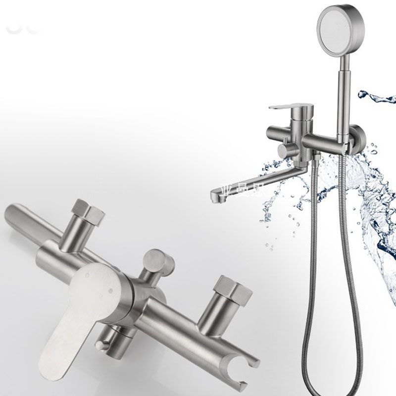 Bathroom Bathtub Faucet Rod Handle Handheld Shower Head Bathtub Faucet Clearhalo 'Bathroom Remodel & Bathroom Fixtures' 'Bathtub Faucets' 'bathtub_faucets' 'Home Improvement' 'home_improvement' 'home_improvement_bathtub_faucets' 1200x1200_6e263b37-3051-43f9-8573-e02ff6cd559c