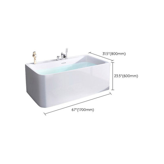 Modern Acrylic Rectangle Bathtub Soaking Back to Wall Bathtub with Drain and Overflow Trim Clearhalo 'Bathroom Remodel & Bathroom Fixtures' 'Bathtubs' 'Home Improvement' 'home_improvement' 'home_improvement_bathtubs' 'Showers & Bathtubs' 1200x1200_6e6972c0-bd78-44f6-a227-e8303f761919