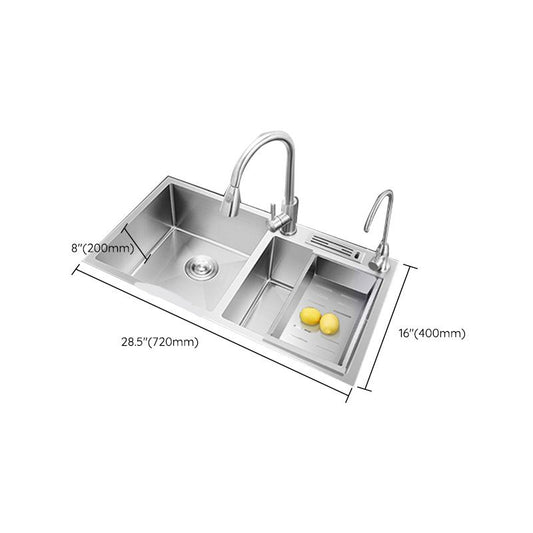 Contemporary Style Kitchen Sink Stainless Steel Double Basin Drop-In Kitchen Sink Clearhalo 'Home Improvement' 'home_improvement' 'home_improvement_kitchen_sinks' 'Kitchen Remodel & Kitchen Fixtures' 'Kitchen Sinks & Faucet Components' 'Kitchen Sinks' 'kitchen_sinks' 1200x1200_6e72e01c-ac43-4380-a707-76f38eaccdc6