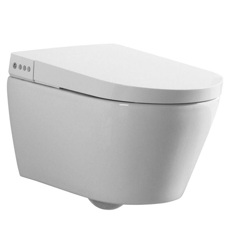 White Ceramic Elongated Wall Mounted Bidet with Heated Seat and Warm Air Dryer Clearhalo 'Bathroom Remodel & Bathroom Fixtures' 'Bidets' 'Home Improvement' 'home_improvement' 'home_improvement_bidets' 'Toilets & Bidets' 1200x1200_6eaa3638-28ab-42b5-bf38-33d5a11f47c4