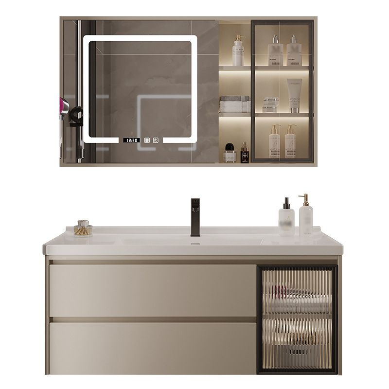 2 Drawers Vanity Wood Frame Wall Mount Rectangle Single Sink Bathroom Vanity with Mirror Clearhalo 'Bathroom Remodel & Bathroom Fixtures' 'Bathroom Vanities' 'bathroom_vanities' 'Home Improvement' 'home_improvement' 'home_improvement_bathroom_vanities' 1200x1200_6eafc985-8b25-4415-8329-48db88c982bf