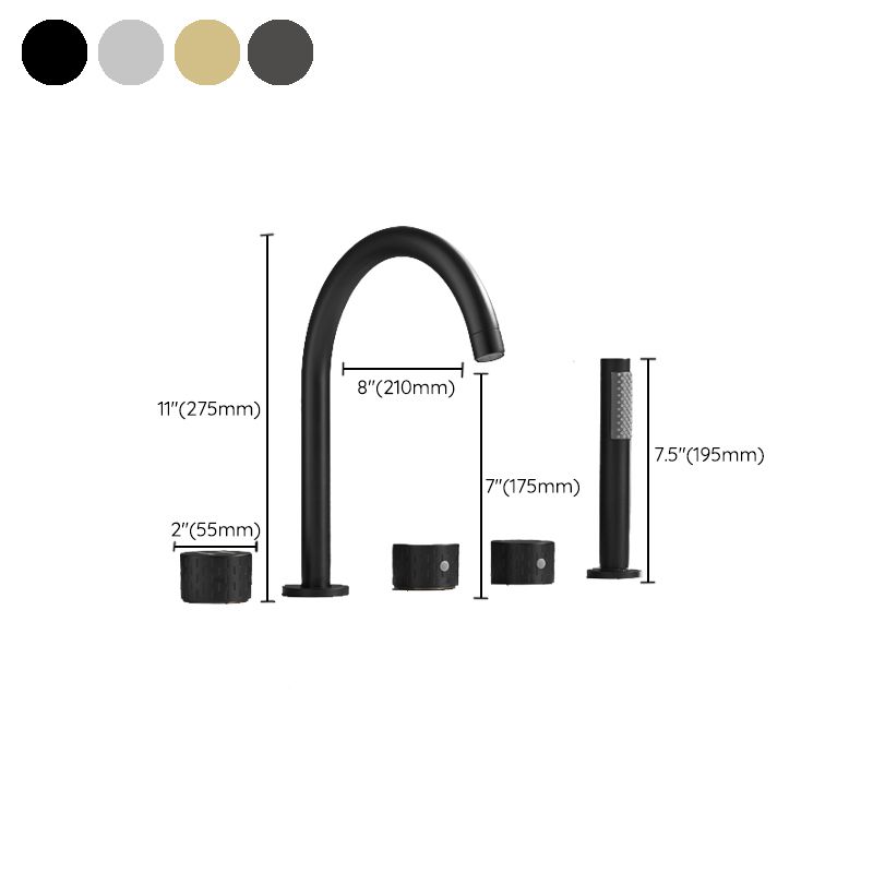 Deck Mounted Copper Roman Tub Faucet Low Arc 3 Handles Roman Tub Faucet Set Clearhalo 'Bathroom Remodel & Bathroom Fixtures' 'Bathtub Faucets' 'bathtub_faucets' 'Home Improvement' 'home_improvement' 'home_improvement_bathtub_faucets' 1200x1200_6eb2597e-513d-405d-8adb-83b66bc565f3